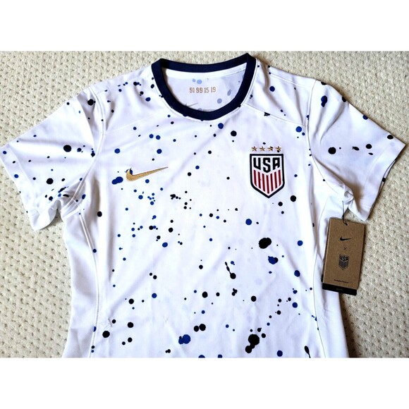 Nike USWNT DRI-FIT Soccer Home White Paint Splatter Jersey DR5578-101 Womens, L - Picture 4 of 8